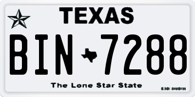 TX license plate BIN7288