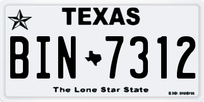 TX license plate BIN7312
