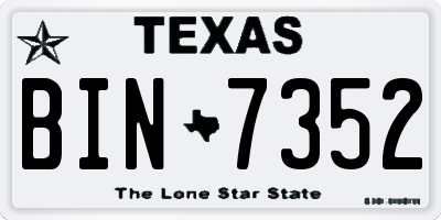 TX license plate BIN7352