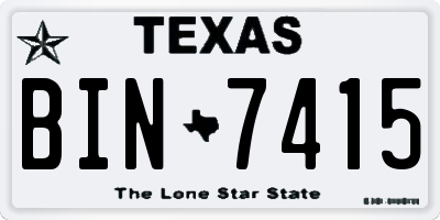 TX license plate BIN7415