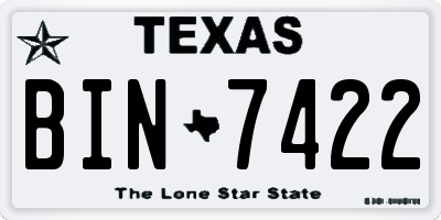 TX license plate BIN7422