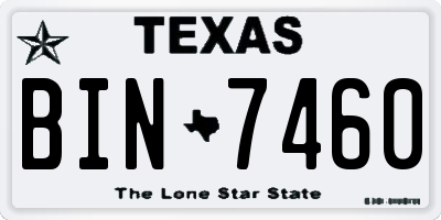 TX license plate BIN7460