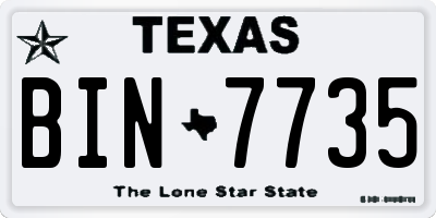 TX license plate BIN7735