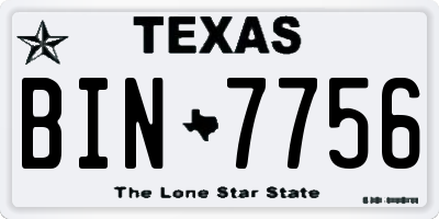 TX license plate BIN7756