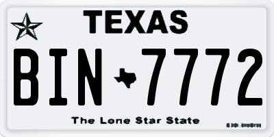 TX license plate BIN7772