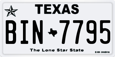 TX license plate BIN7795