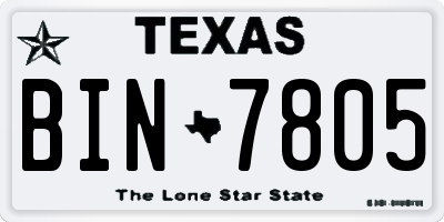 TX license plate BIN7805