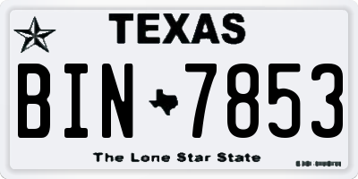 TX license plate BIN7853