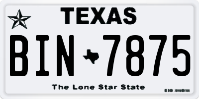 TX license plate BIN7875