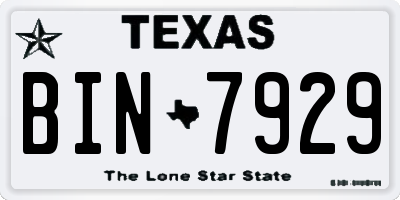 TX license plate BIN7929