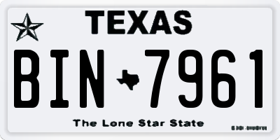 TX license plate BIN7961