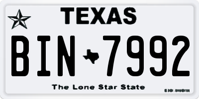 TX license plate BIN7992