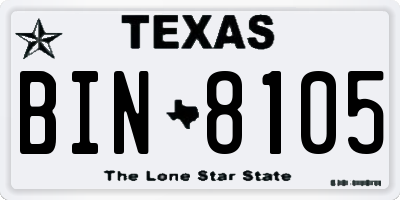 TX license plate BIN8105