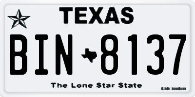 TX license plate BIN8137