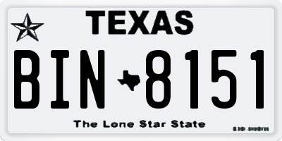 TX license plate BIN8151