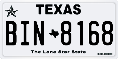 TX license plate BIN8168