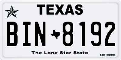 TX license plate BIN8192