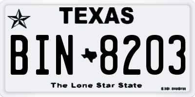TX license plate BIN8203