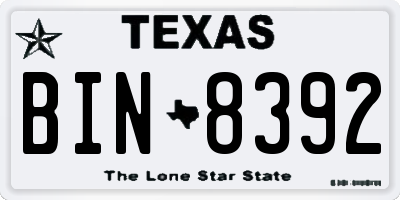 TX license plate BIN8392