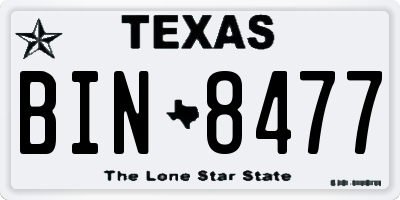 TX license plate BIN8477