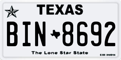TX license plate BIN8692