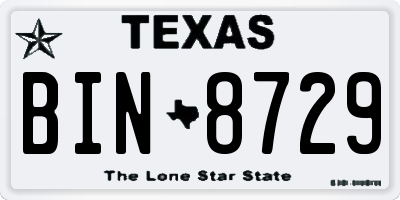 TX license plate BIN8729