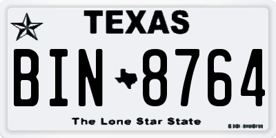 TX license plate BIN8764