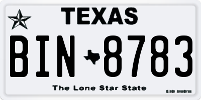 TX license plate BIN8783