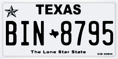 TX license plate BIN8795