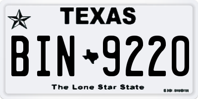 TX license plate BIN9220