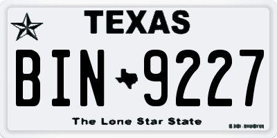 TX license plate BIN9227