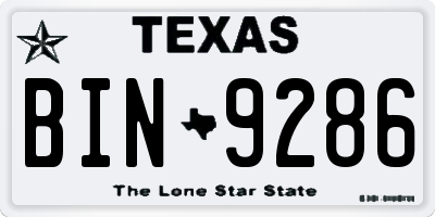 TX license plate BIN9286