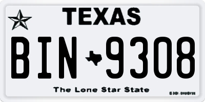 TX license plate BIN9308