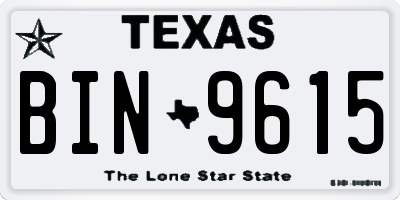 TX license plate BIN9615