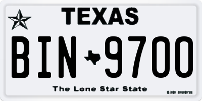 TX license plate BIN9700