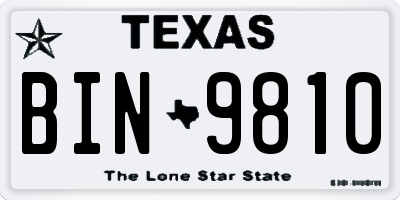 TX license plate BIN9810