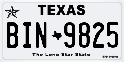 TX license plate BIN9825