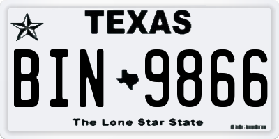 TX license plate BIN9866