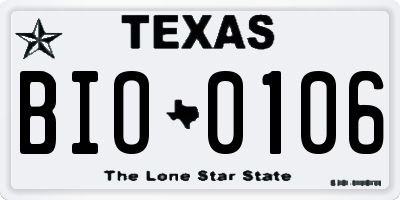 TX license plate BIO0106