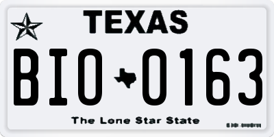 TX license plate BIO0163
