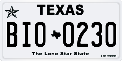 TX license plate BIO0230