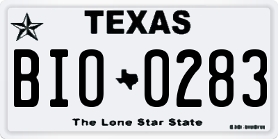 TX license plate BIO0283