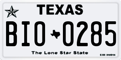 TX license plate BIO0285