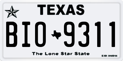 TX license plate BIO9311