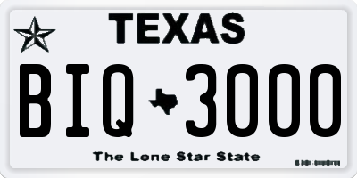 TX license plate BIQ3000