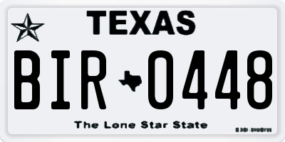 TX license plate BIR0448