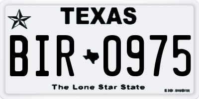 TX license plate BIR0975