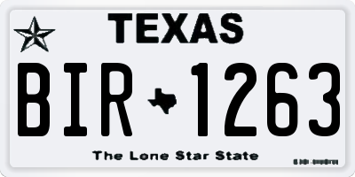 TX license plate BIR1263