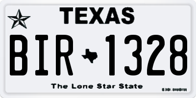 TX license plate BIR1328