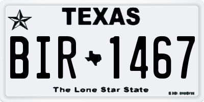 TX license plate BIR1467